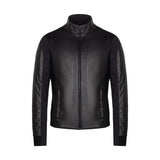 Cavalleria Toscana Men's Leather and Jersey Stretch Bomber