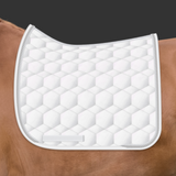 Mattes Square Dressage White Sheen, Silver/White Braid Large
